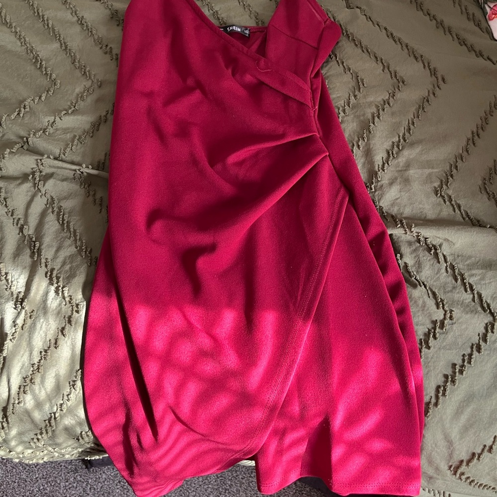 SHEIN One Shoulder Dress in Vibrant Red
